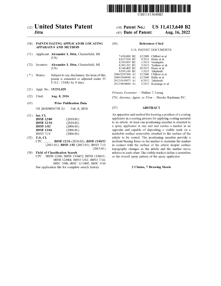 Patent 2022 Dr. Alexander Jittu - US11413640B2